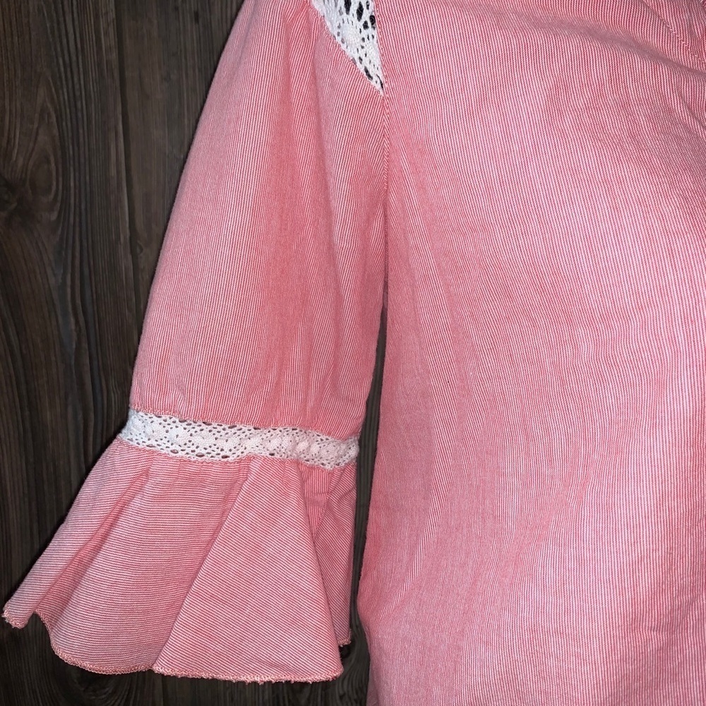Free People Red & White Peasant Top Boho Festival Indie Music Bella Size 6 Bell - Picture 2 of 7